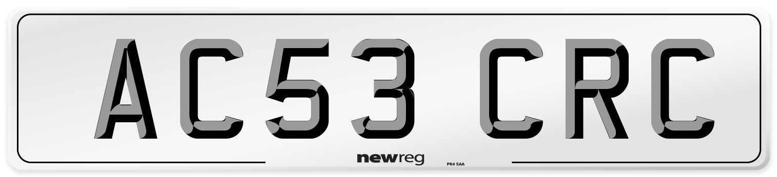 AC53 CRC Number Plate from New Reg